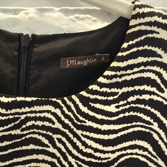 J. McLaughlin 100% Silk Zebra Print Brown | Cream - Small - Picture 3 of 6